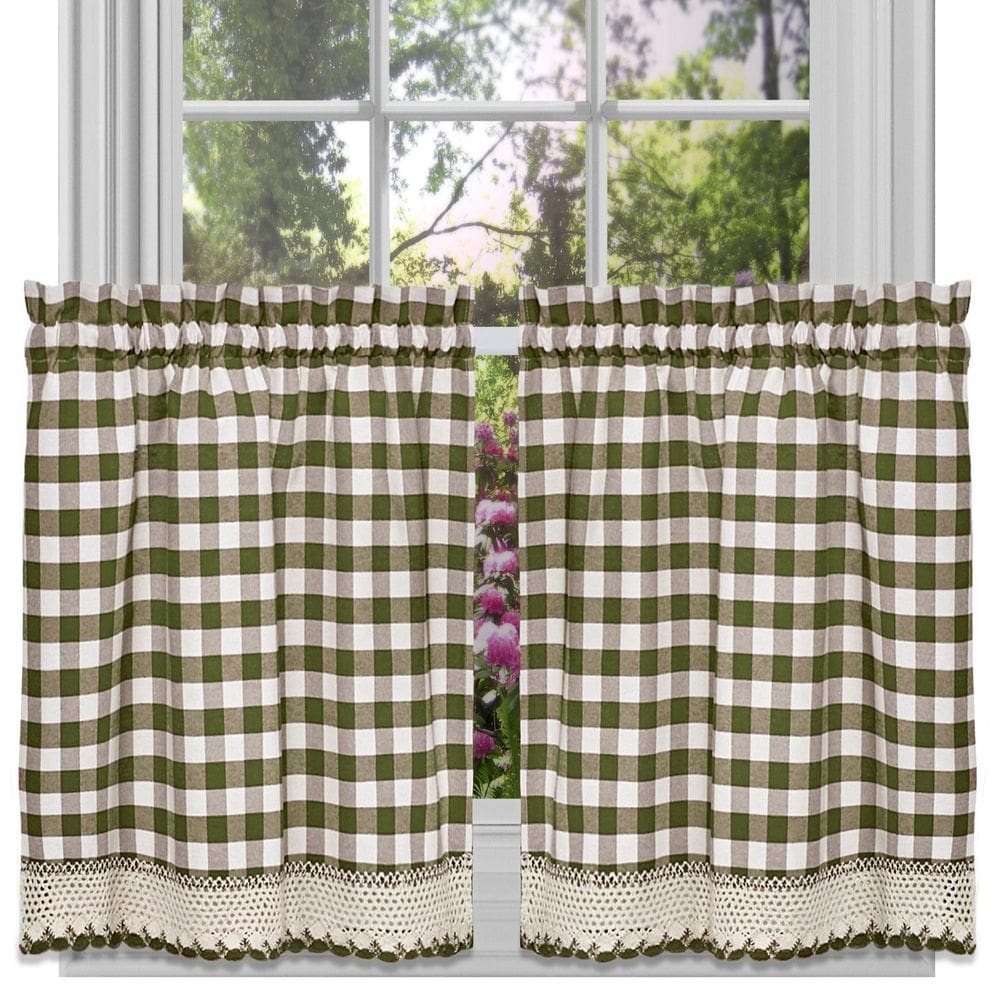 Painel de cortina Sweet Home Collection Buffalo Check 36 cm Sage