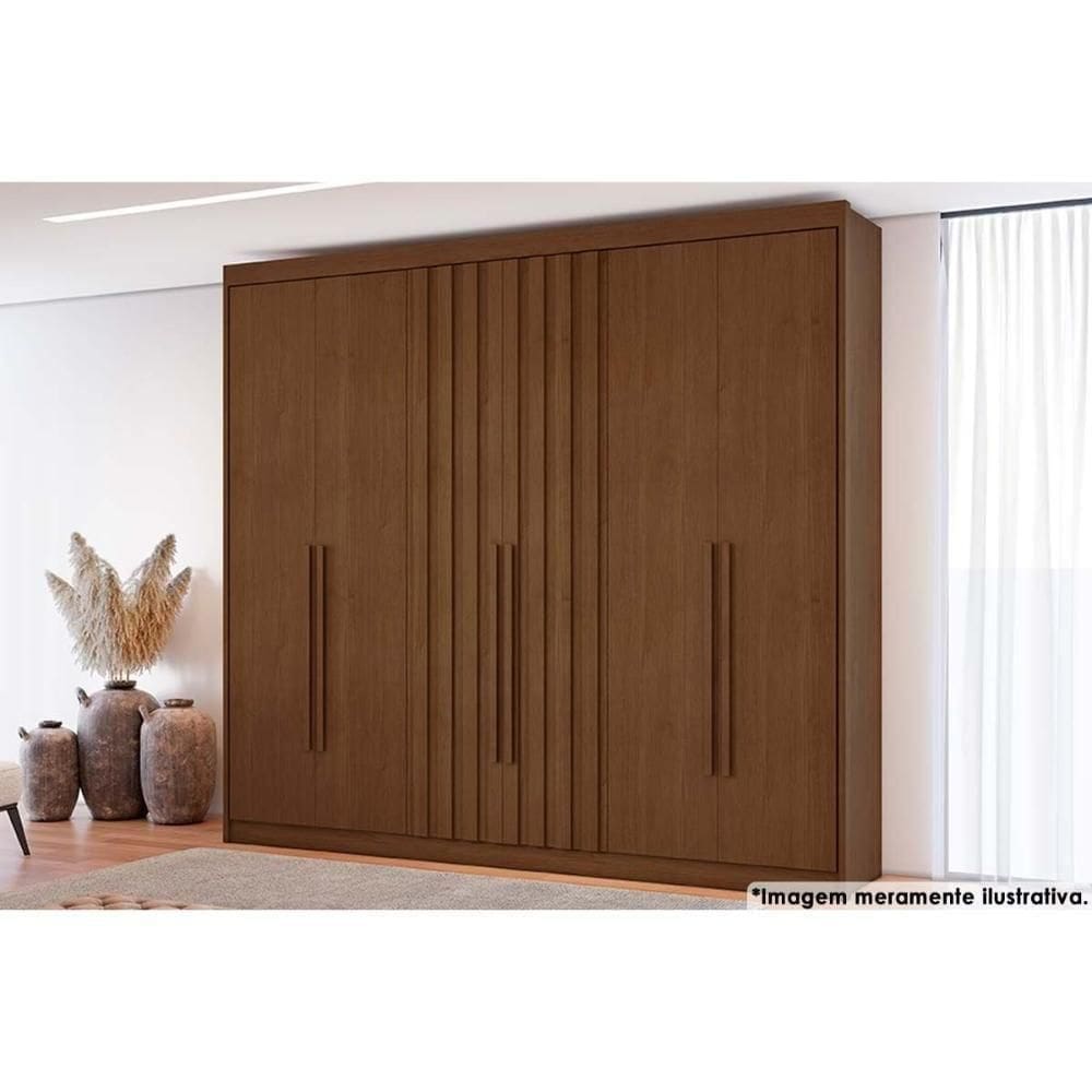 Guarda Roupa 6 Portas (2 Ripadas) E 8 Gavetas Grécia Cacau - Conquista