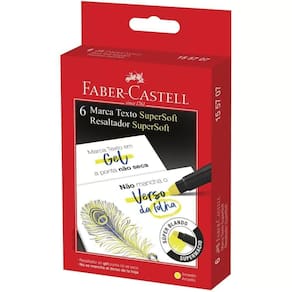Caixa Marca Texto Super Soft Gel Faber Castell - Amarelo C- 6 Unidades