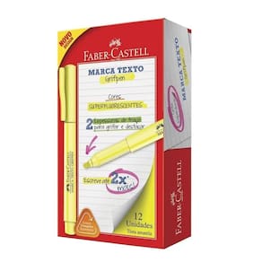 Caixa Marca Texto Grifpen Faber Castell - Amarelo C- 12 Unidades