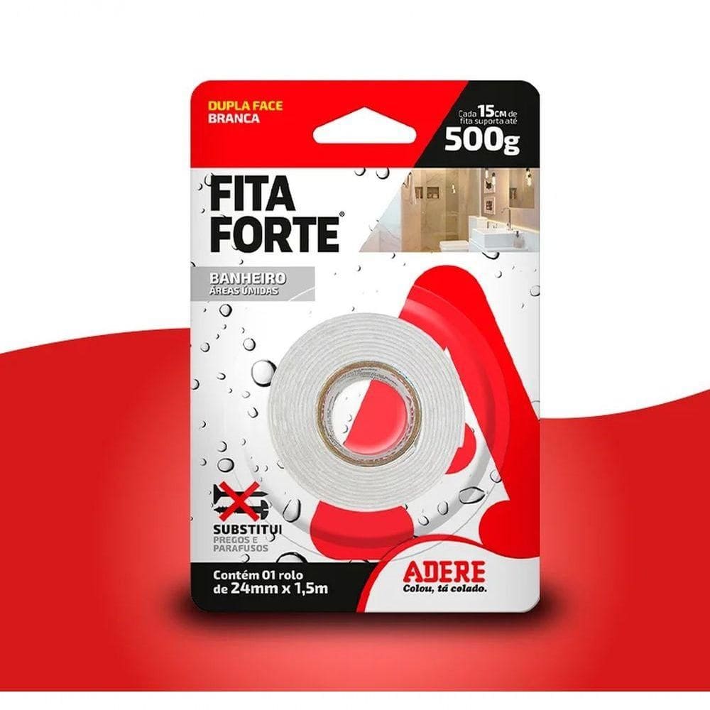 Fita área úmidas Dupla Face Adere - 15mmx1.5m 500g