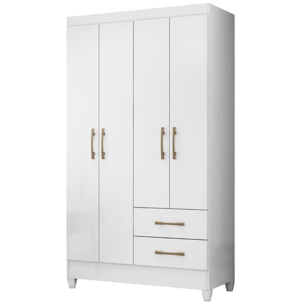 Guarda Roupa Solteiro Chile 4 Portas Branco Moval