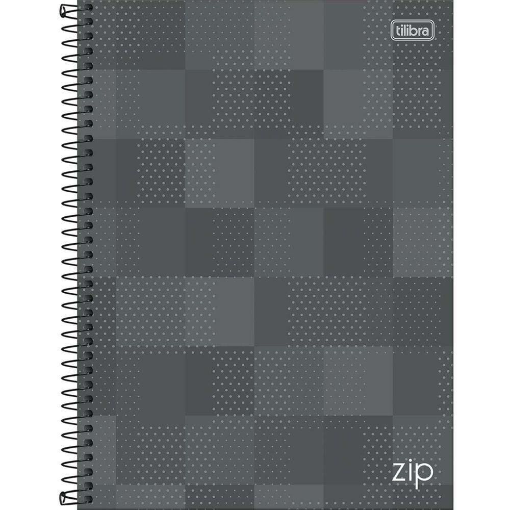 Caderno Universitário Zip Tilibra Capa Dura Espiral - 1 Matéria Cinza