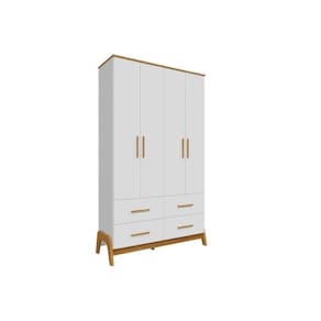Guarda Roupa Bebê Guti C- 4 Portas E 4 Gavetas Branco-amendoa - Peroba