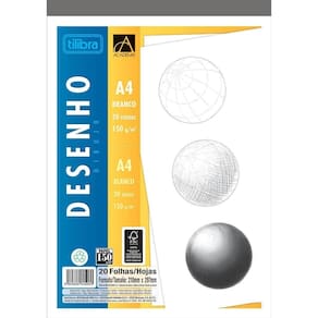 Bloco Caderno Desenho A4 Branco Tilibra - 20 Folhas