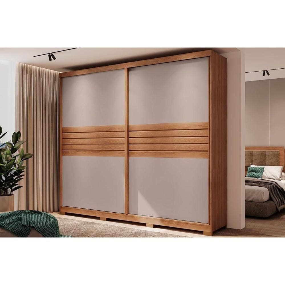 Guarda Roupas 2 Portas De Correr E 4 Gavetas Magnum 1175 Freijo Ou Freijo C- Avela - Carraro