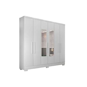 Guarda Roupa 6 Portas (2 C- Espelho) E 2 Gavetas C- Pés Milly-veneza Branco - Horizonte