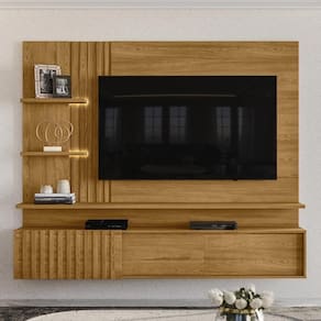 Painel Bancada Suspensa Com Led 3 Portas Atena Cumaru