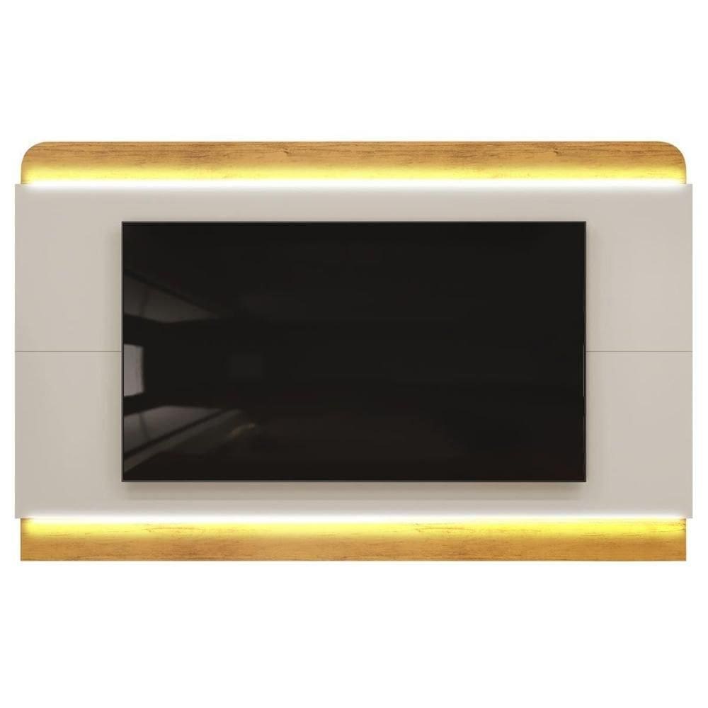 Rack Bancada C/ Painel P/ Tv Até 75 Polegadas Nadine Led 219x136cm Bali/cedro - Dj Móveis