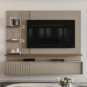 Painel Bancada Suspensa Com Led 3 Portas Atena Fendi Naturale