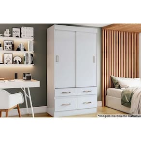 Guarda Roupa 2 Portas De Correr E 4 Gavetas Briz Be25 Branco - Henn
