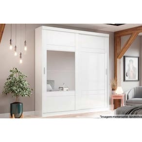 Guarda Roupa 2 Portas De Correr (1 C- Espelho) E 3 Gavetas Verg Branco - Henn