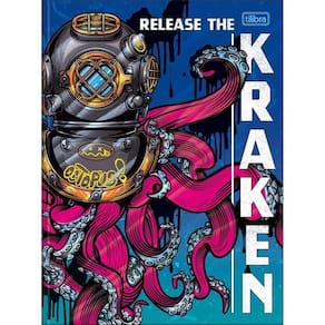 Caderno Universitário 4-fun Tilibra Capa Dura Brochura - 80 Folhas Polvo Kraken
