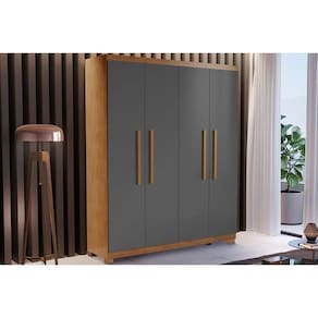 Guarda Roupa Casal 4 Portas E 2 Gavetas C- Pés Espanha Naturale-grafite - Rufato