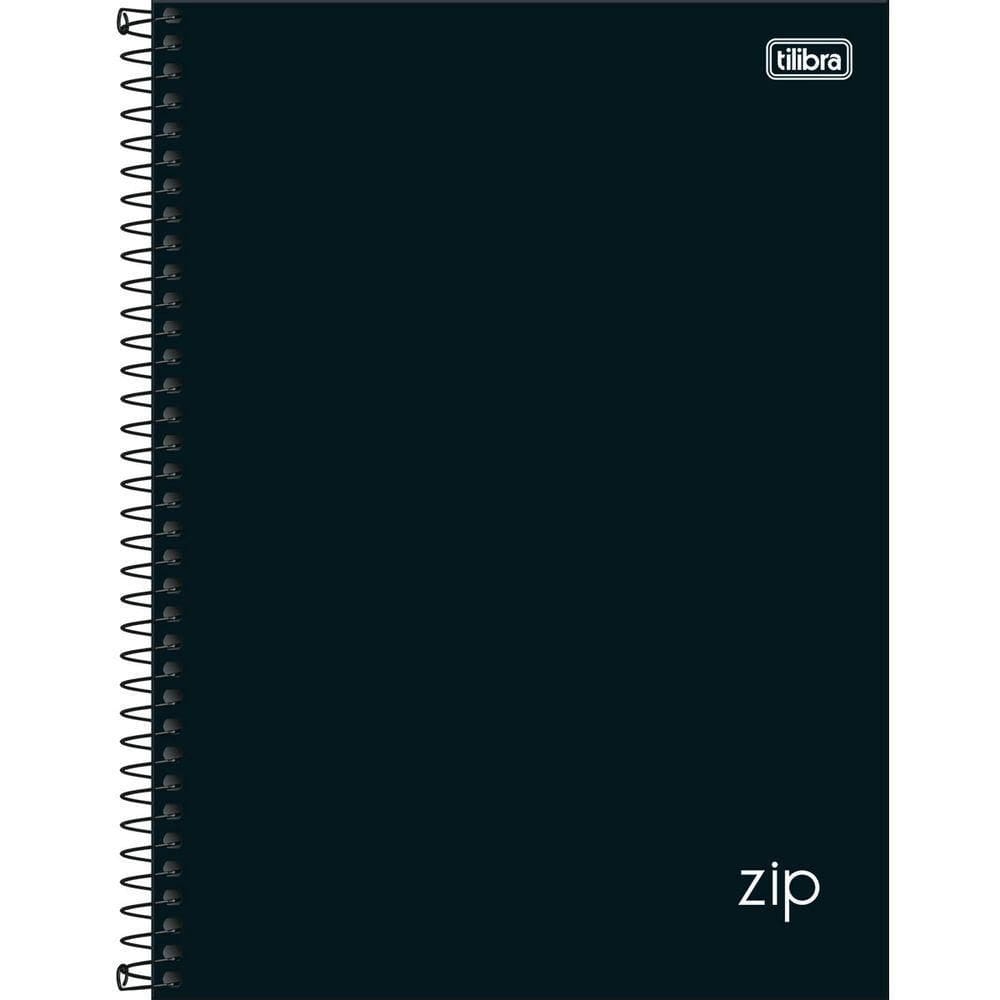 Caderno Universitário Zip Preto Tilibra Capa Dura Espiral - 10 Matéria 160 Folhas