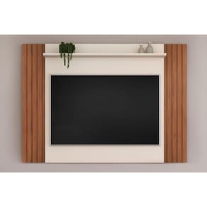 Rack Bancada C/ Painel P/ Tv Até 60 Pol Trend Ripado Extensível 108x160 Cm Cedro/bali - Dj Móveis
