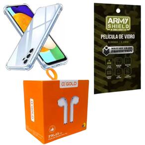 Capa Para Galaxy A06 + Fone Bluetooth + Pelicula de Vidro 3D - Armyshield
