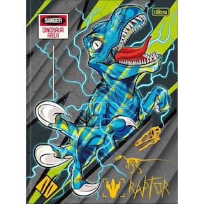 Caderno Universitário Raptor Tilibra Capa Dura Brochura - 48 Folhas Danger Raptor