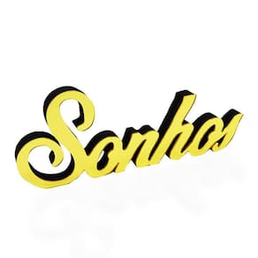 Palavra Sonhos Em Mdf Decoryou - Ref 130 Ouro Espelhado