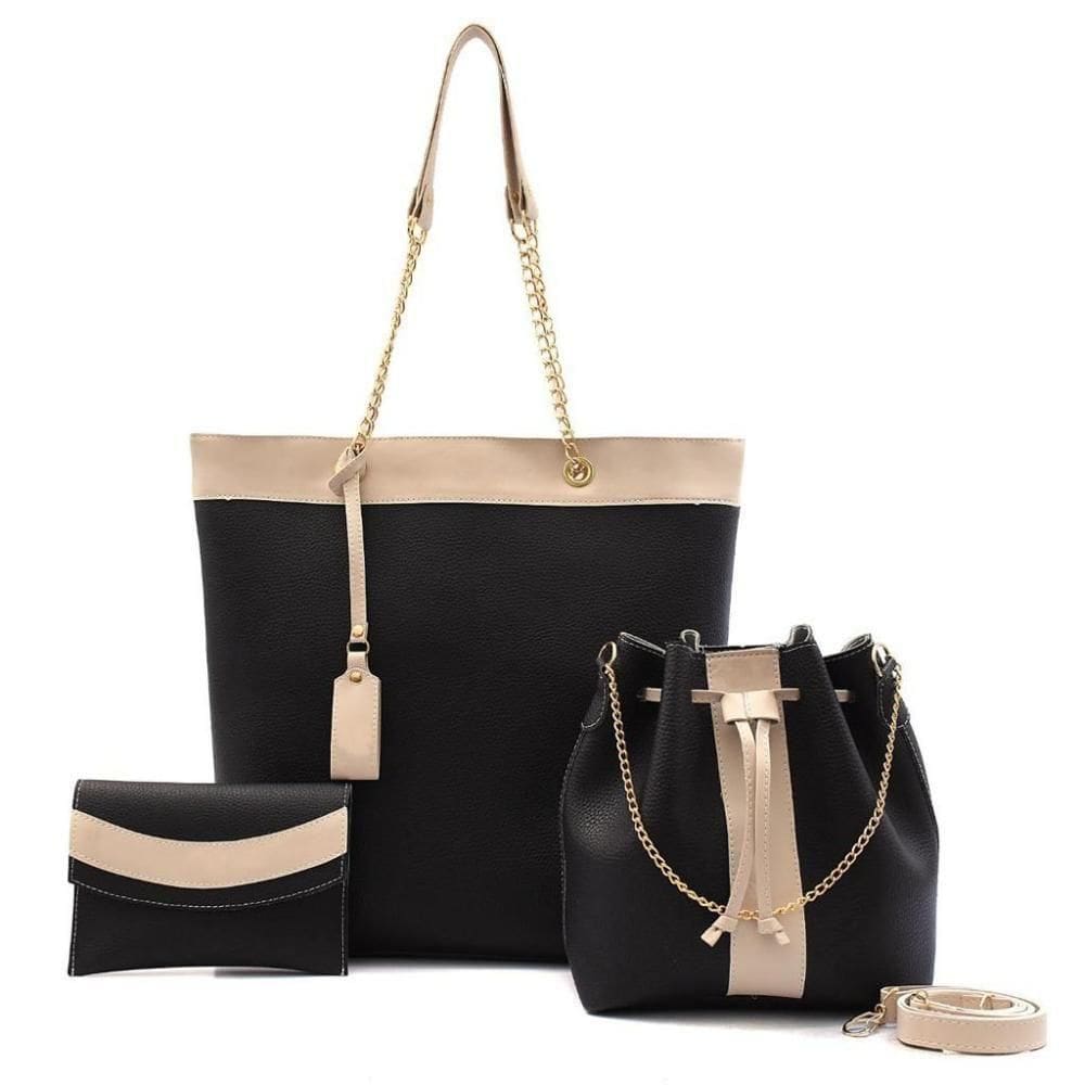 Kit Bolsa Grande E Bolsa Saco Com Porta Óculos Preto