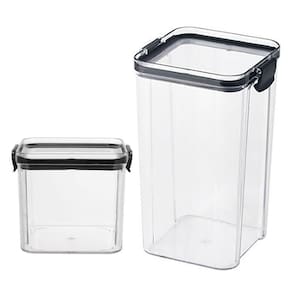 Pote Hermetico Conserva Tampa Com Trava Kit 2 Unidades Acrilico Transparente Alimento Mantimento