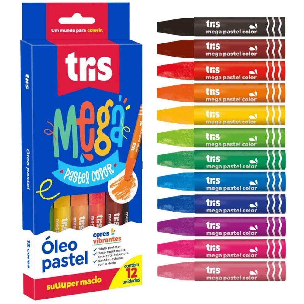 Giz óleo Pastel Mega Color Tris - 12 Cores