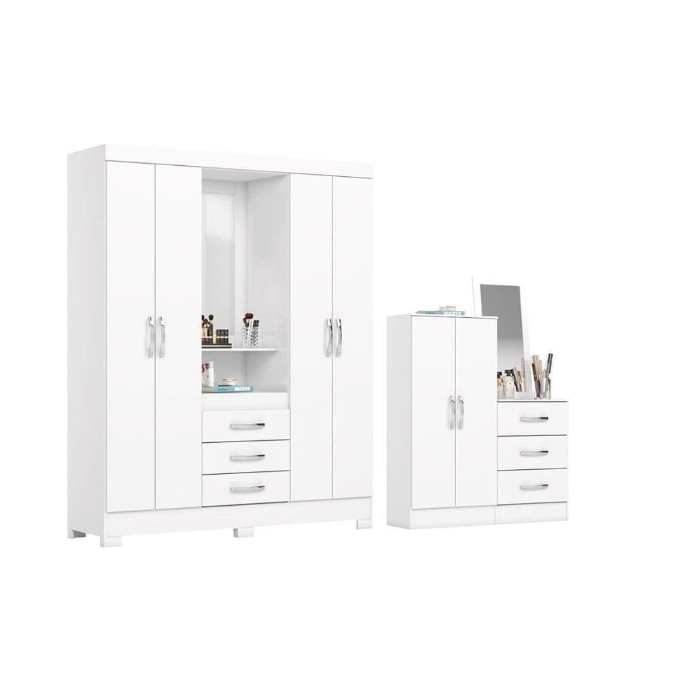 Guarda Roupa 2 Peças (1guardaroupa+1cômoda) Qc104 Branco - Henn