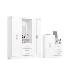 Guarda Roupa 2 Peças (1guardaroupa+1cômoda) Qc104 Branco - Henn