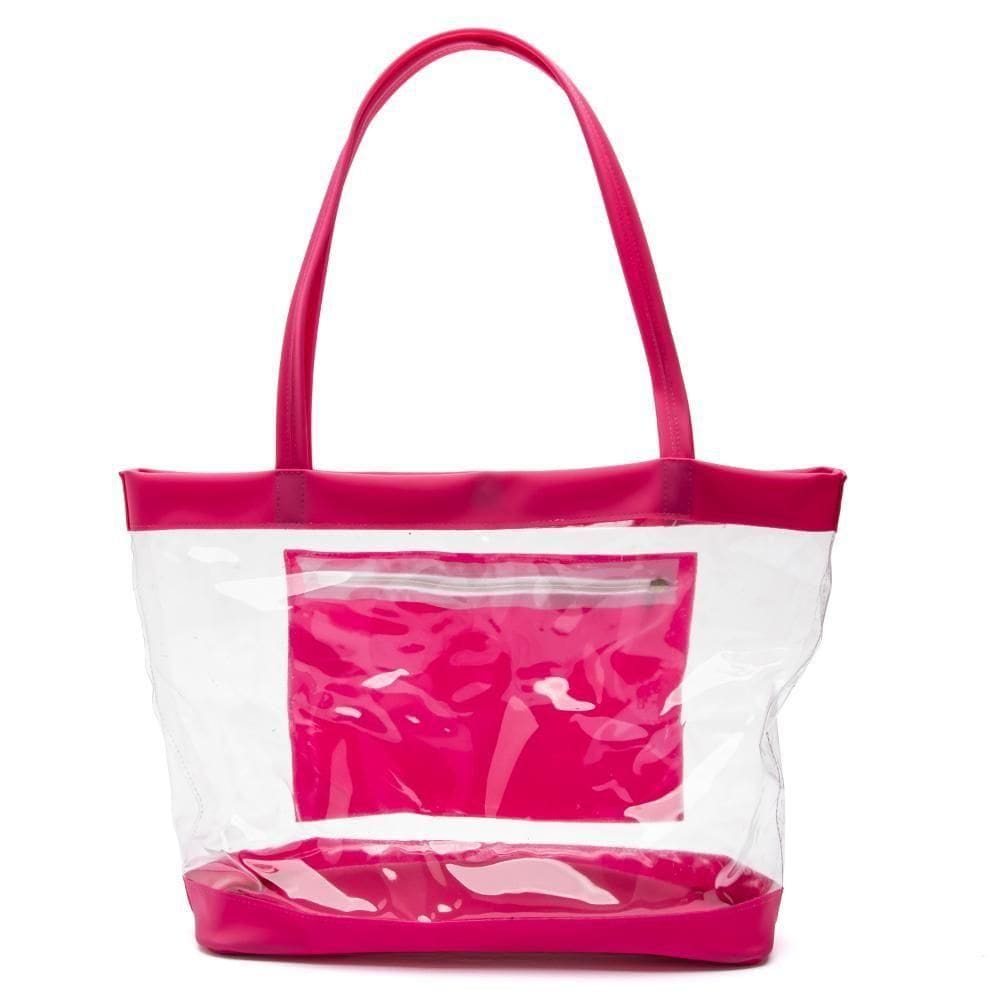 Bolsa Praia Transparente Com Necessaire Rosa