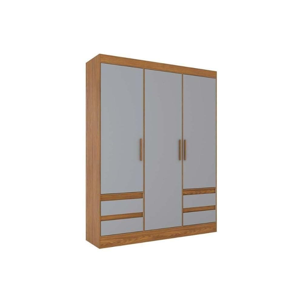 Guarda Roupa 3 Portas E 4 Gavetas Briz Lema B55 Nature-cinza - Henn