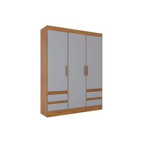 Guarda Roupa 3 Portas E 4 Gavetas Briz Lema B55 Nature-cinza - Henn