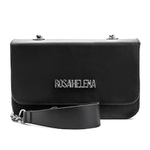 Bolsa Pequena Lisa, Sem Estampa Com Alça De Corrente. Preto