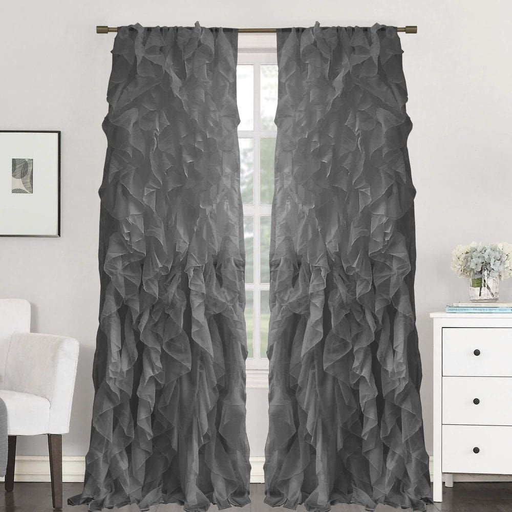 Cortinas Sweet Home Collection Sheer Voile Ruffled Waterfall