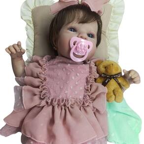 Bebê Reborn Menina Olhos Abertos Artesanal Corpo De Pano Macio Antialérgico