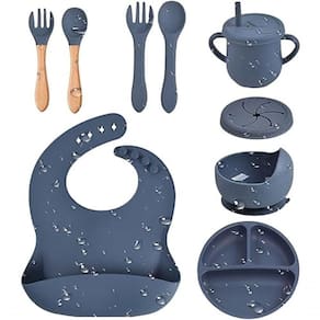 Kit Introdução Alimentar Bebe 8 Peças Silicone Iniciação Para Alimentos Cinza