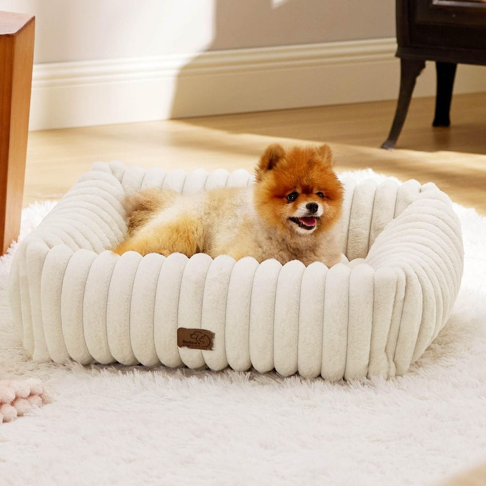 Cama para cães Bedsure, fofa, lavável, peluda, creme de lã de veludo