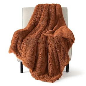 Throw Blanket Bedsure Fluffy Burnt Orange Faux Fur 50x60cm