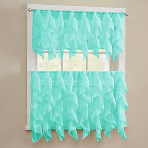 Conjunto de cortinas de cozinha Sweet Home Collection 3 peças Sheer Sea