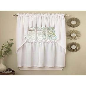 Cortinas de cozinha Valance Sweet Home Ribcord White