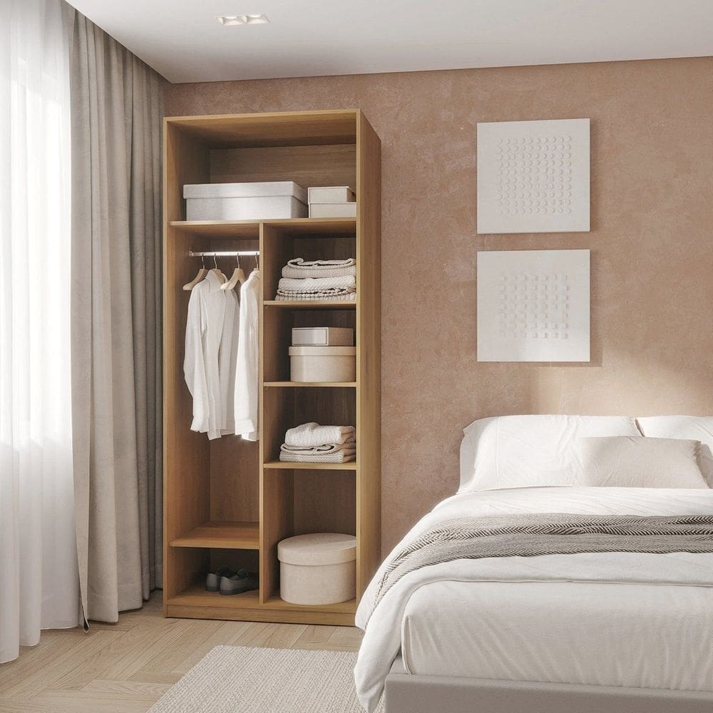Guarda-roupa Modular 80cm sem Portas com Prateleiras Jade Cabecasa Madeiramadeira Avelã