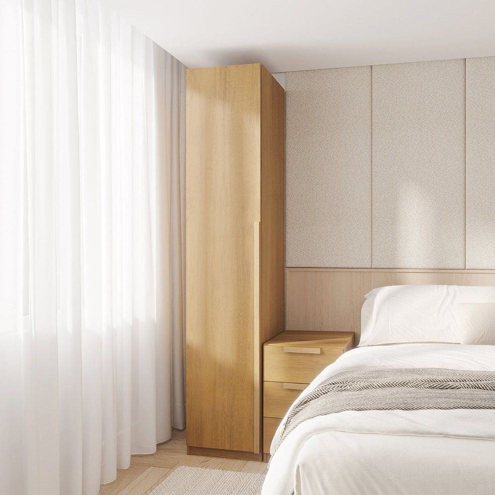 Guarda-roupa Modular 40cm 1 Porta com Prateleiras Jade Cabecasa Madeiramadeira Avelã