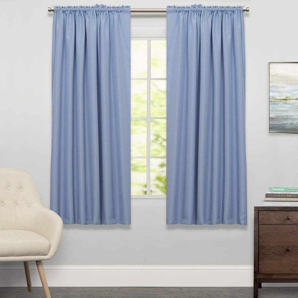 Cortinas de janela Sweet Home Collection Ribcord Blue 160x160cm