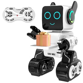 Brinquedo de robô RC HBUDS CADY WILE recarregável com banco de moedas branco