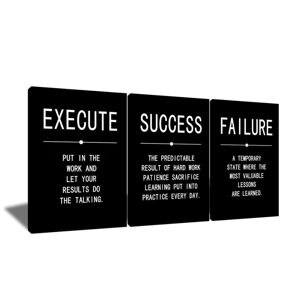 Pintura em tela, arte de parede, QYHART Success Quote, 3 peças