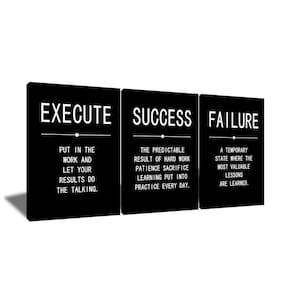 Pintura em tela, arte de parede, QYHART Success Quote, 3 peças