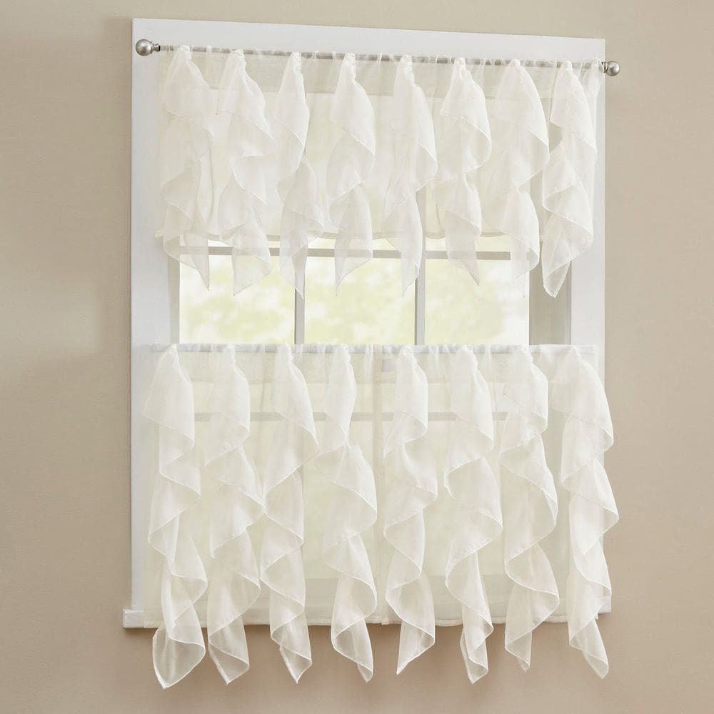 Conjunto de cortinas de cozinha Sweet Home Collection 5 peças Swag Ivory