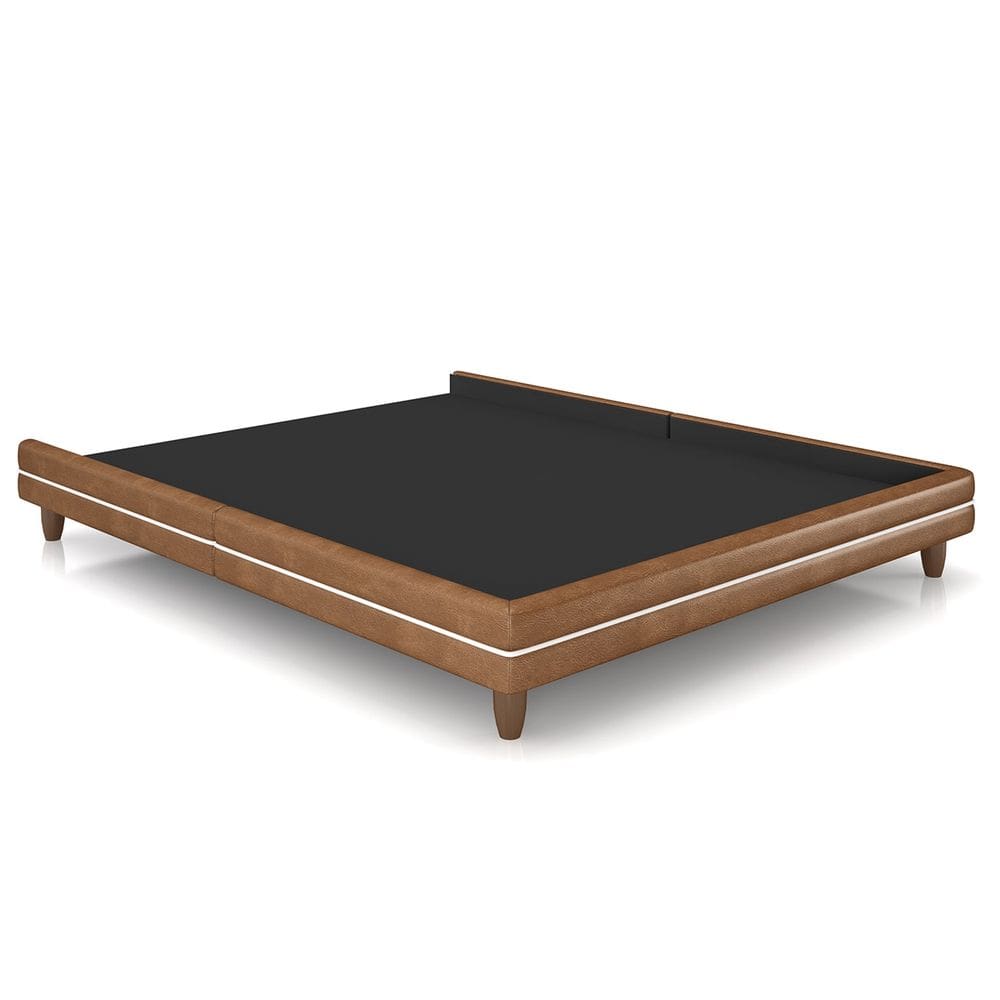 Cama Casal Base Box 140cm Many P02 Sintético Caramelo - Mpozenato