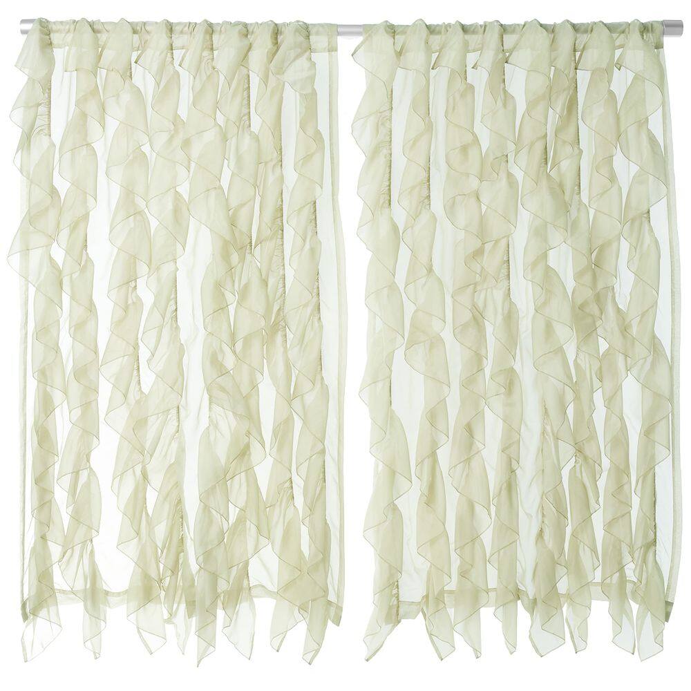 Cortinas Sweet Home Collection Sheer Voile Ruffled Waterfall