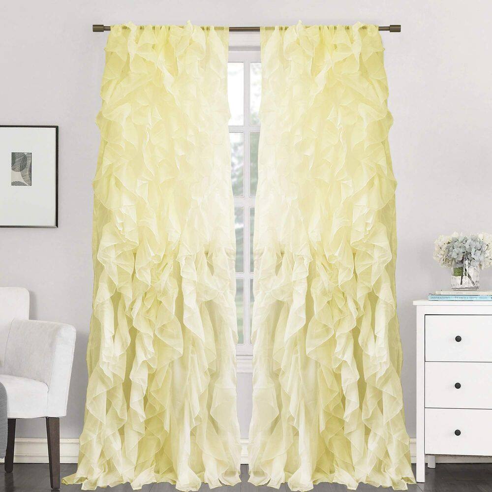Cortinas Sweet Home Collection Sheer Voile Ruffled x2 Maize