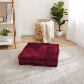 Almofada de chão Sweet Home Collection, grande quadrada, vermelha bordô